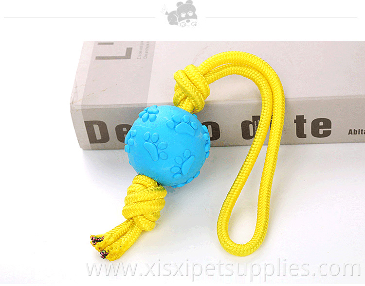 Multicolor Cheap Durable TPR Pet Dog Rope Toys With TPR Ball Wholesale